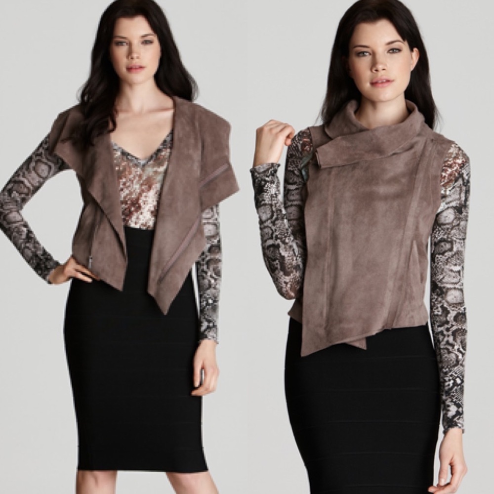 BCBGMaxAzria Vest Faux-Suede Asymmetrical NWOT - Picture 2 of 8